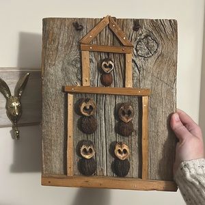 Handmade wooden owl decor